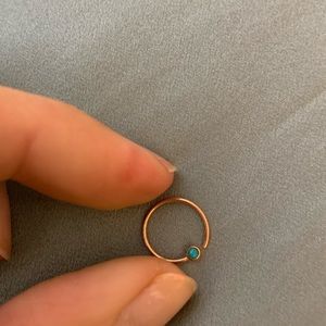 Rose gold fill ear or nose ring with blue stone